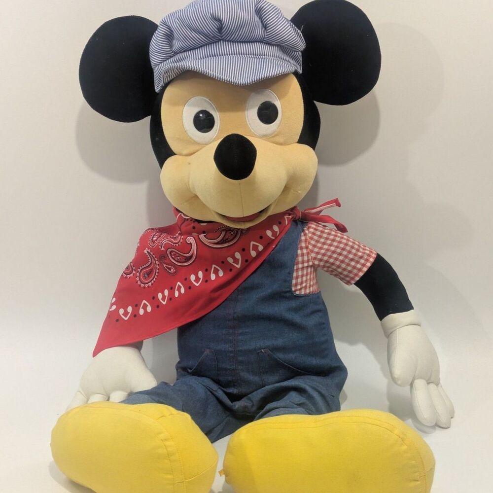 Disney Conductor Mickey Mouse 30” Plush by Just Play – Overalls Bandana Engineer